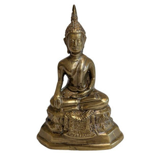 Statue de Bouddha thaïlandaise dorée au feu en position Bhumisparsha Mudra – XIXe siècle