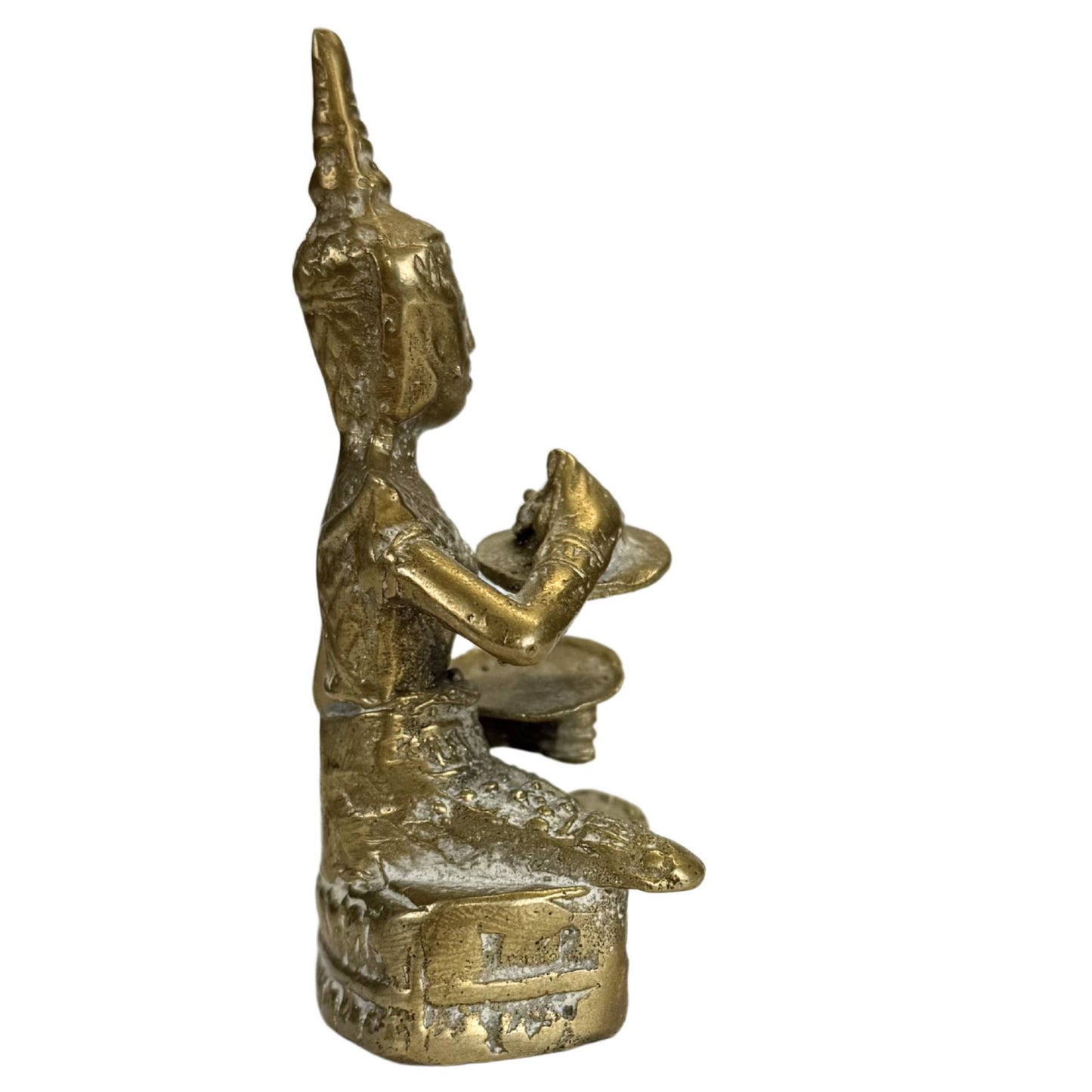 Thai bronze musician with cymbals and decorative crown