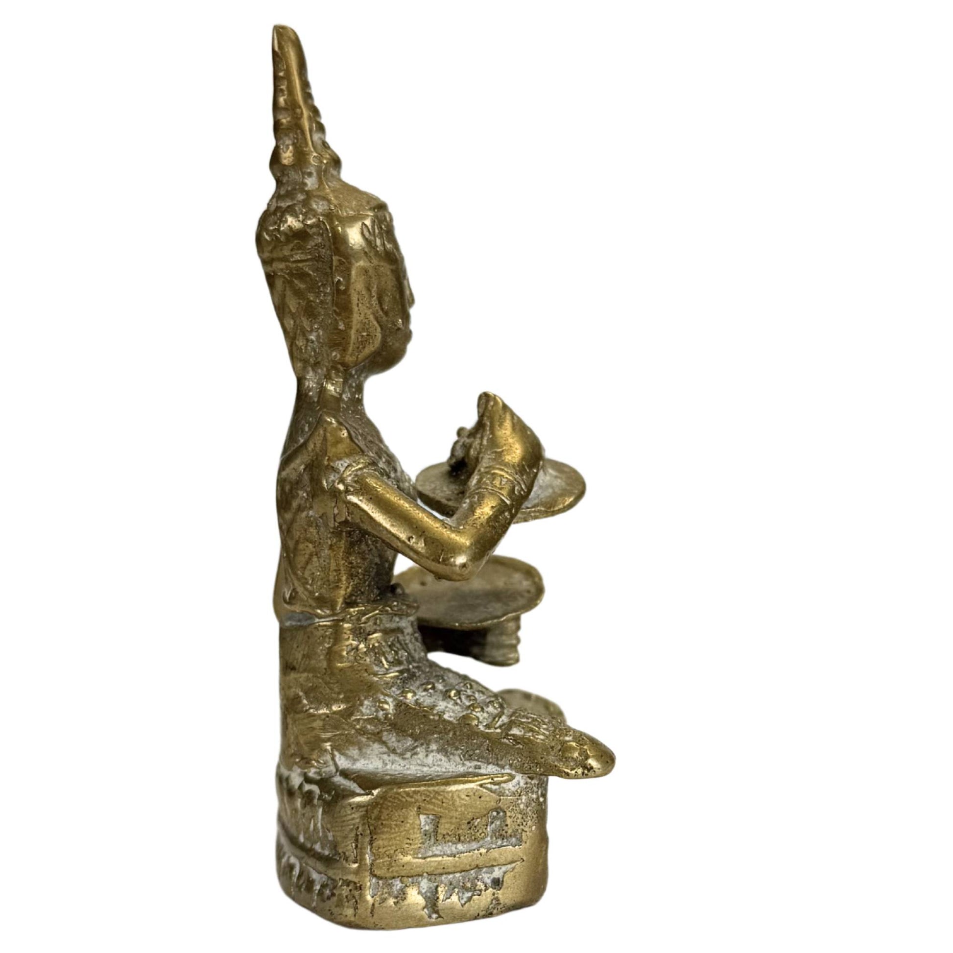 Thai bronze musician with cymbals and decorative crown