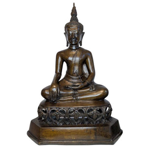 Bouddha thaï en bronze assis en mudra Bhumisparsha, lot 119