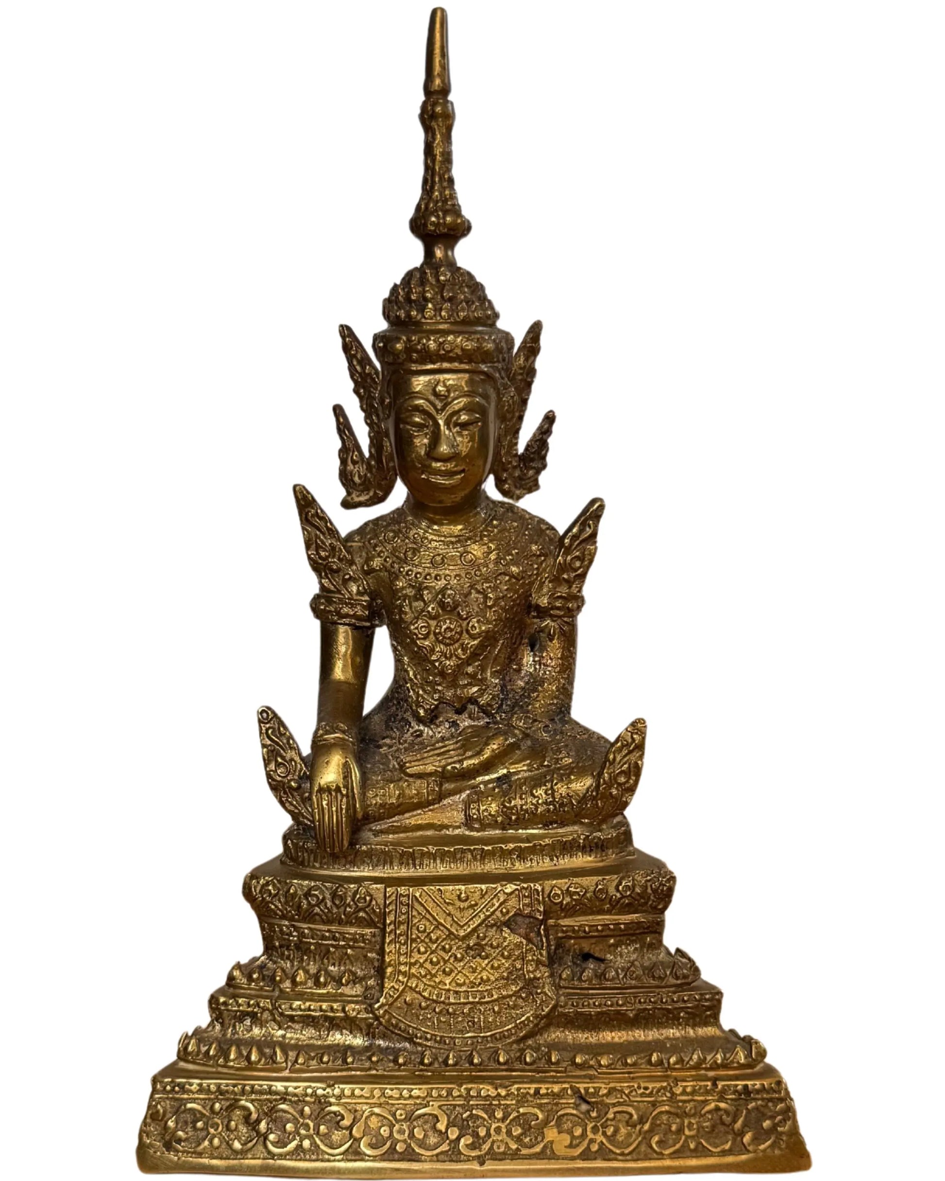 Thai bronze Buddha bhumisparsha mudra rattanakosin style gold finish