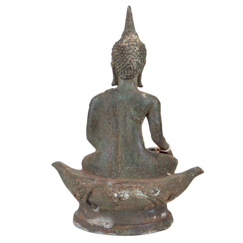 Thai bronze Buddha with deep red and green patina