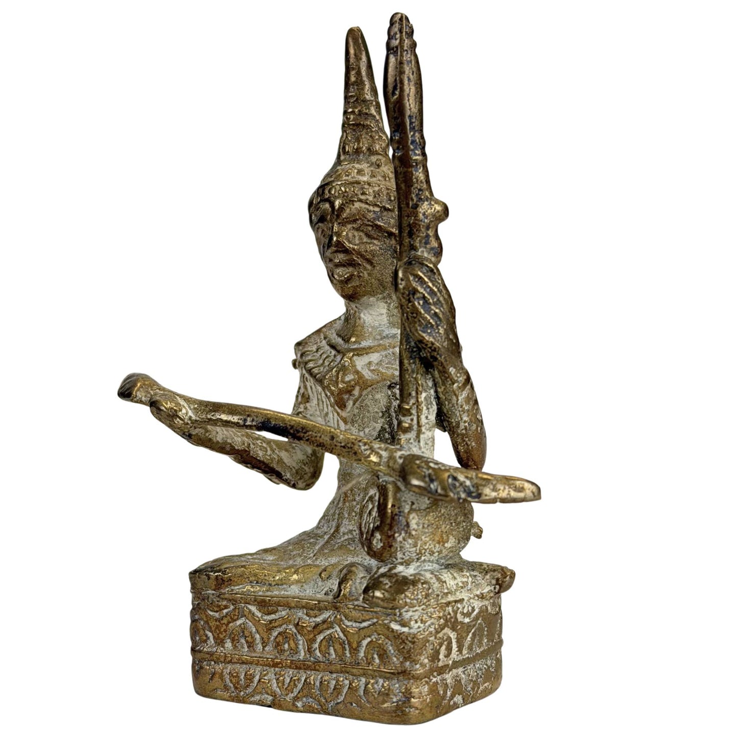 Thai bronze court musician with traditional crown