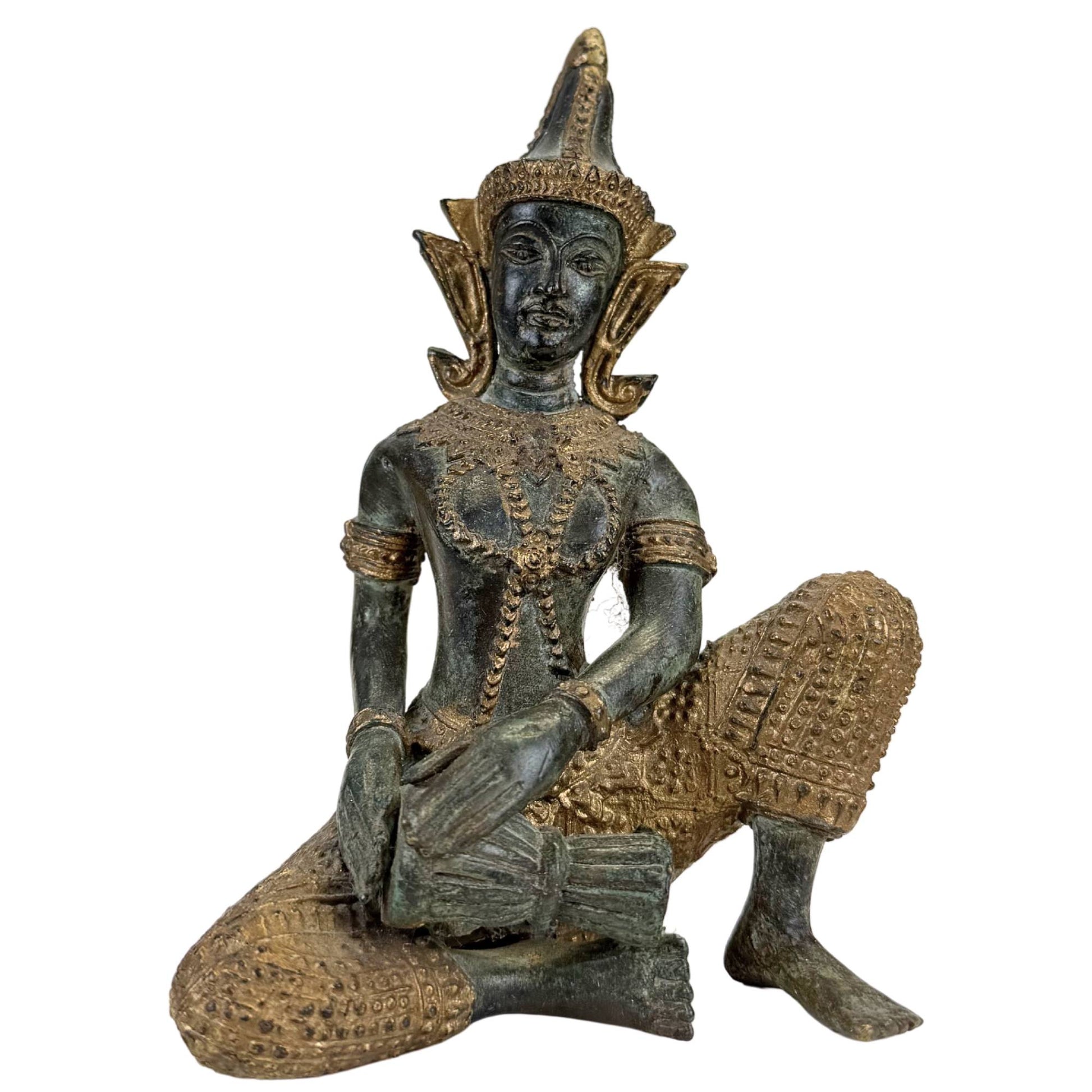 Thai art bronze casting facial expression drummer