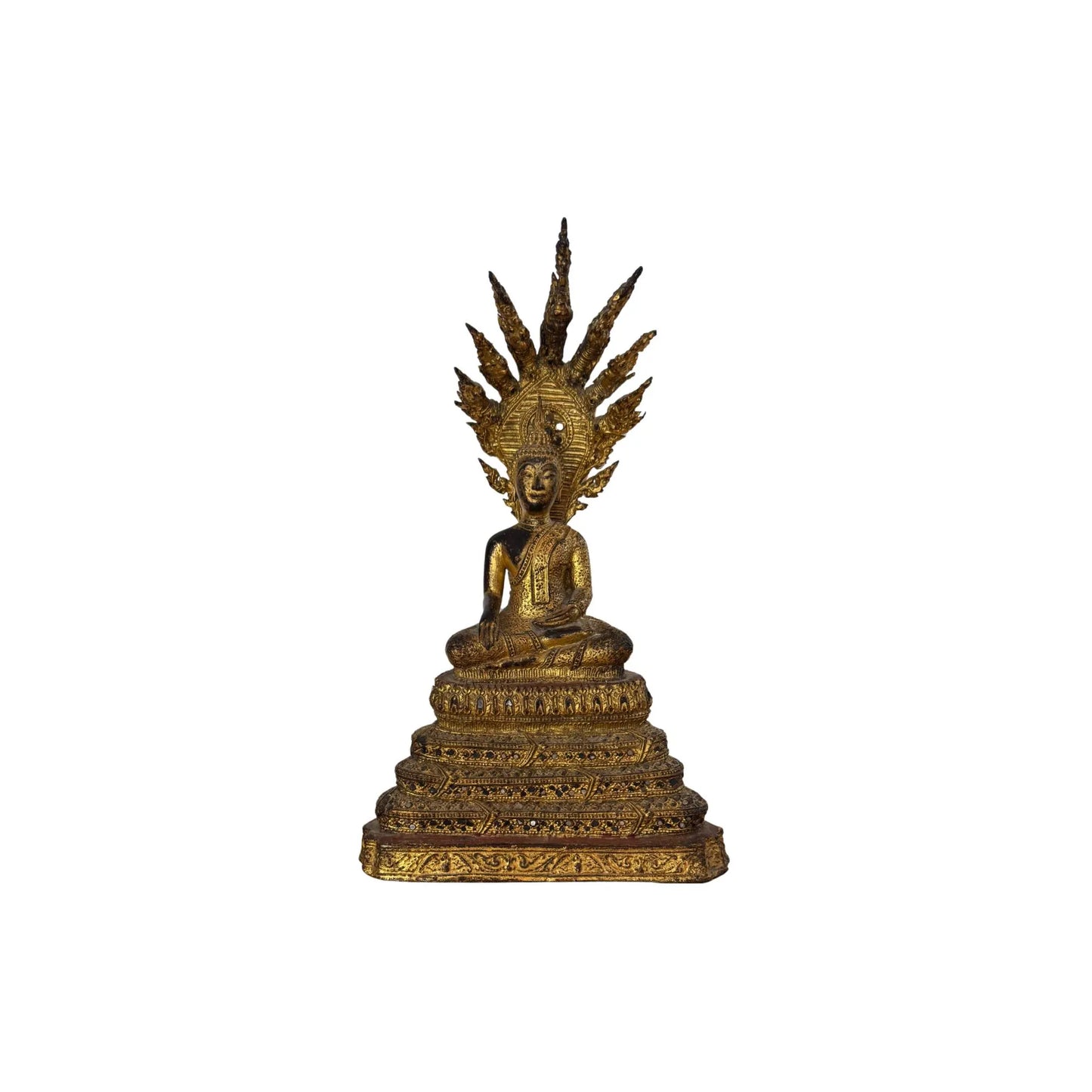 Thai Naga Buddha bronze gilded temple statue Thailand