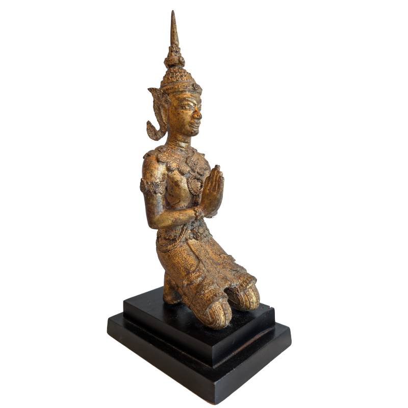 Kneeling thepanom figure from Thailand made of bronze