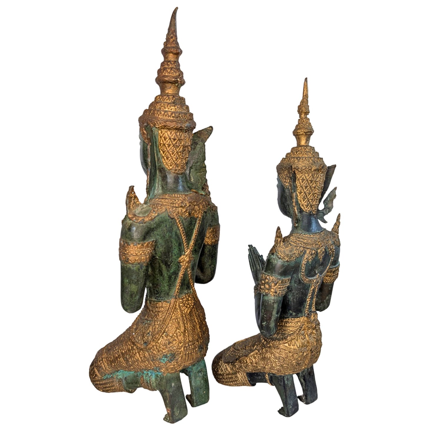 Thepanom bronze figures from Thailand, handmade as a set