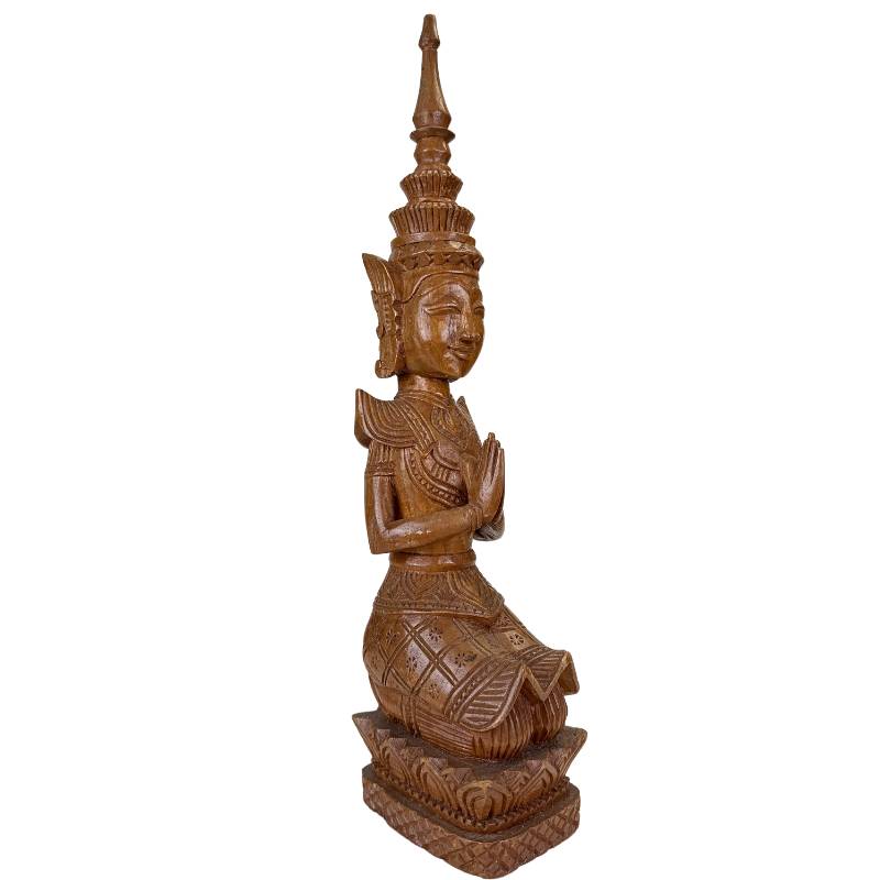 Thepanom wooden statue from Thailand with remnants of original polychromy