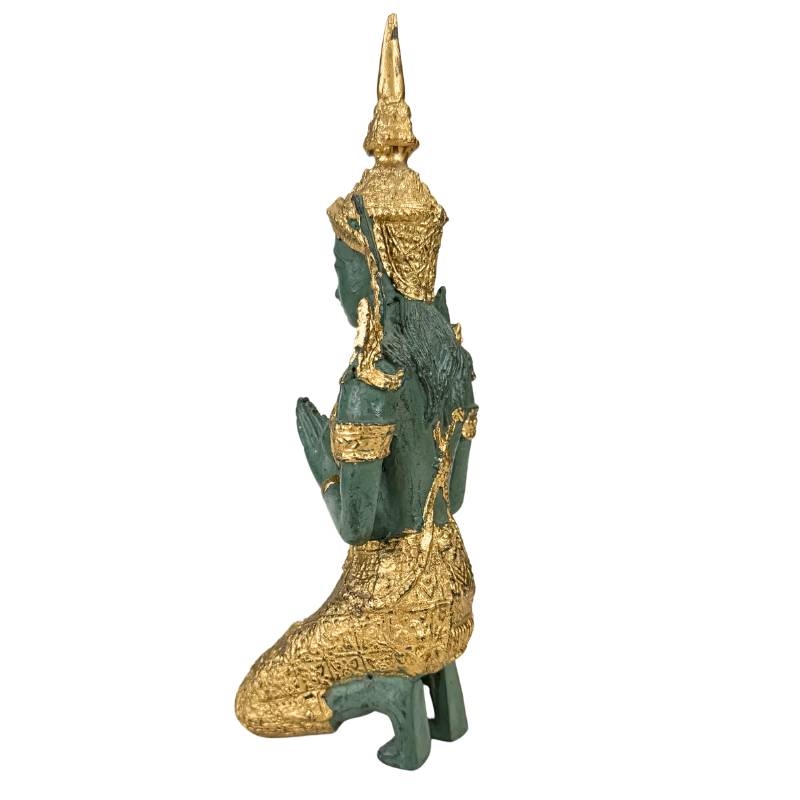 Thepanom Thailand statue set, green patina with golden details