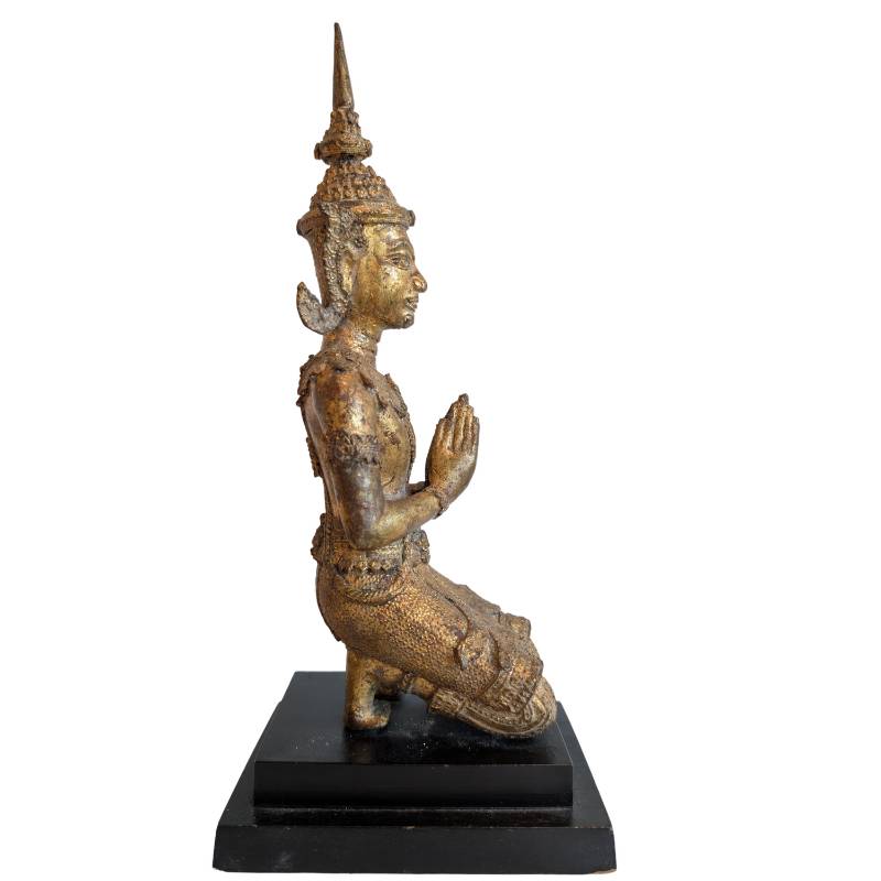 Thepanom figure in wai posture made of bronze from Thailand