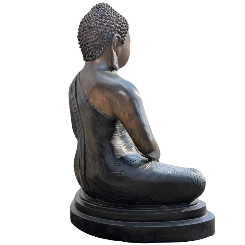 Theravada Buddha in Kandyan style, bronze temple statue