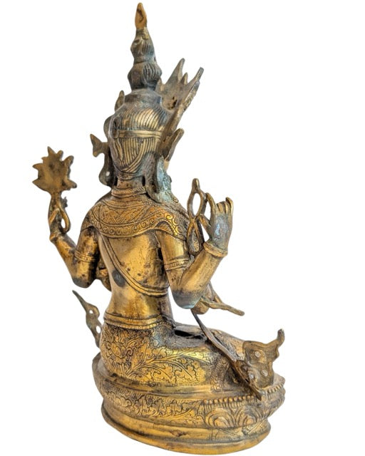 Tibetan bronze altar statue Shadakshari Lokeshvara