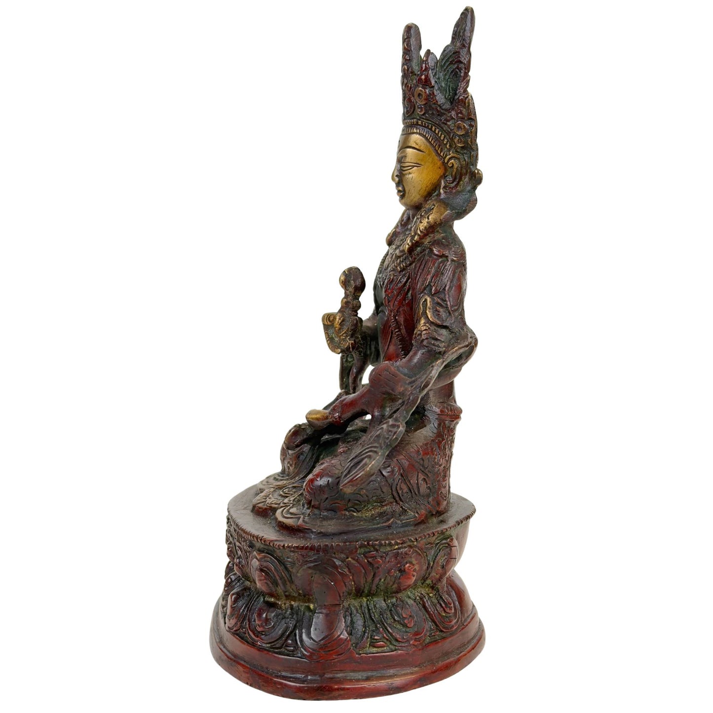 Tibetan Buddhist Vajrasattva statue, 22 cm, with bronze-colored accents and a ritual appearance