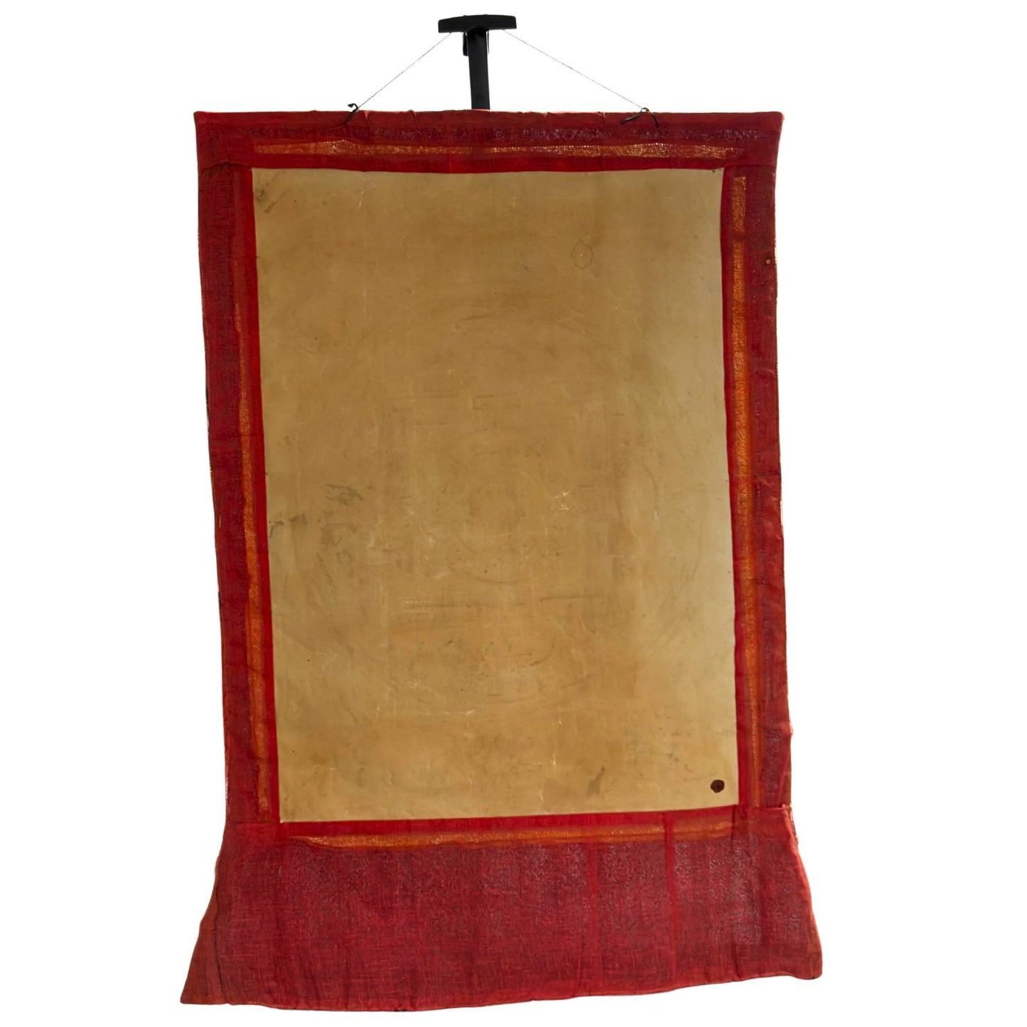 Traditional purple silk brocade with woven dragon motif framing