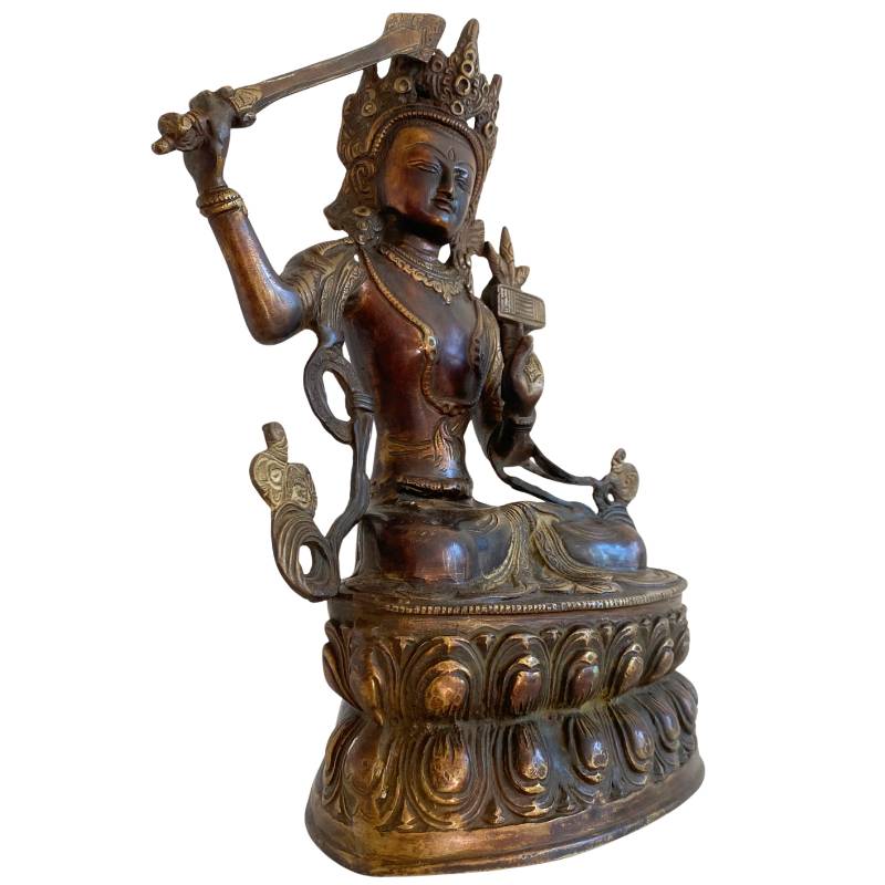 Tibetan bronze Manjushri statue from the Himalayan tradition