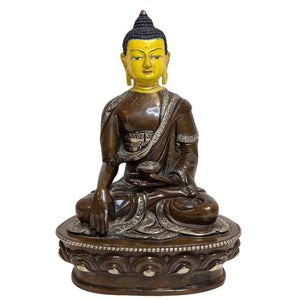 Bouddha de médecine tibétain en bronze Bhaisajyaguru