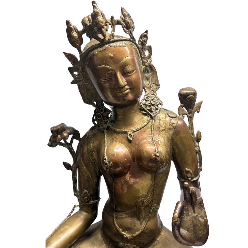 Tibetan Buddhist statue of Tara in antique bronze
