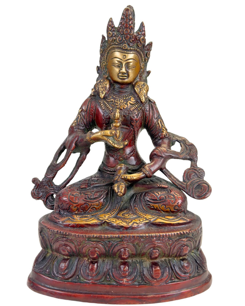 Statue de Vajrasattva tibétain en bronze à patine bicolore himalayenne, 22 cm - Statue de Bouddha Nepalaise