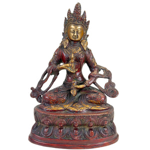 Statue de Vajrasattva tibétain en bronze à patine bicolore himalayenne, 22 cm