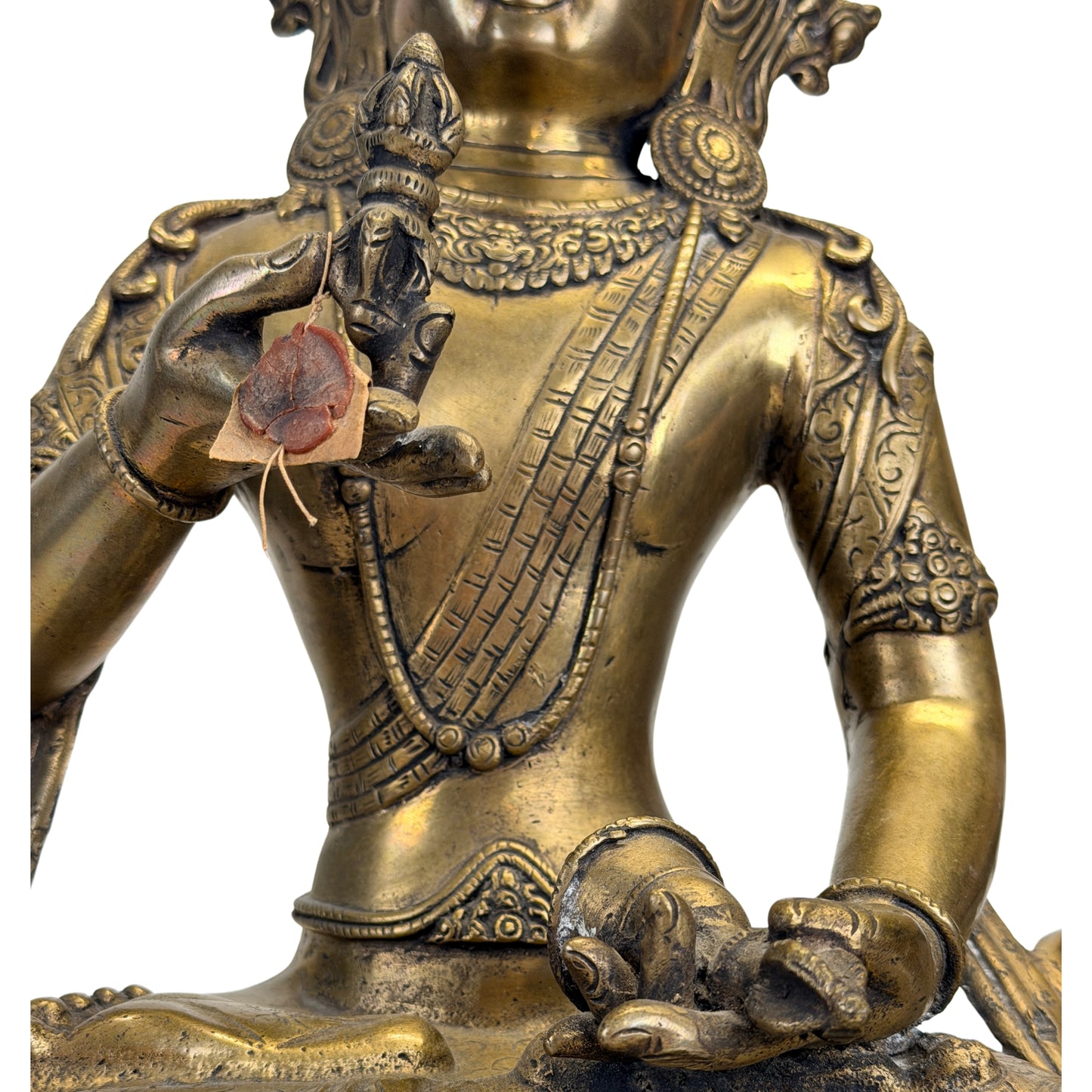 Statue tibétaine bouddhiste avec dorure à la flamme historique