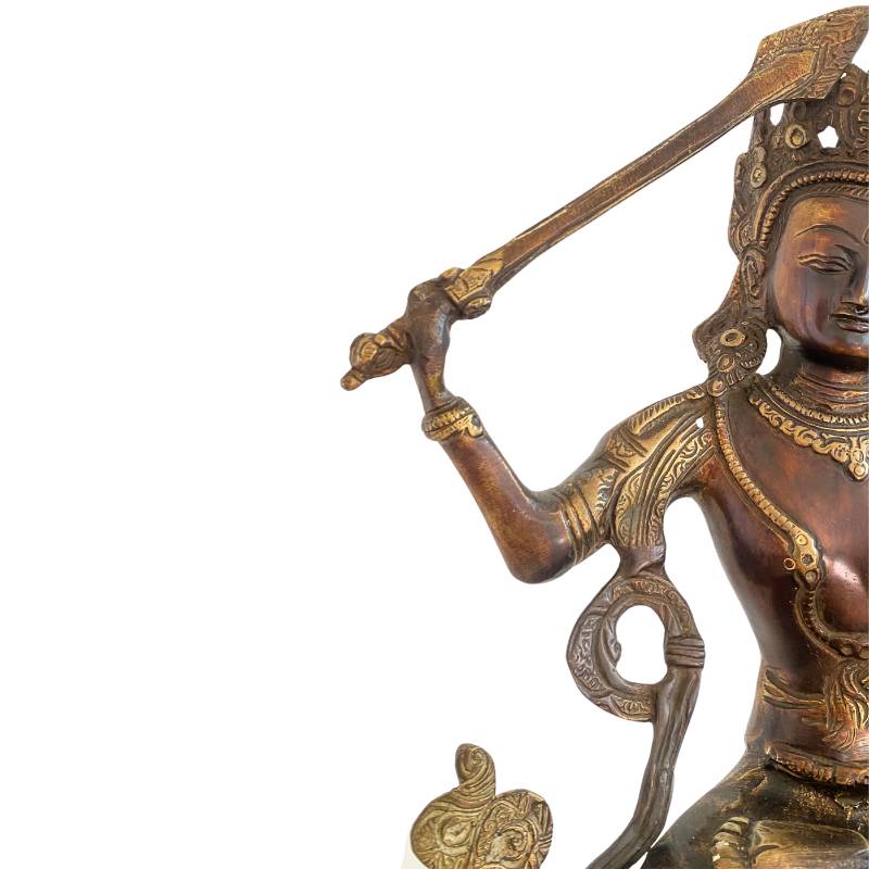 Tibetan wisdom statue of Manjushri in bronze