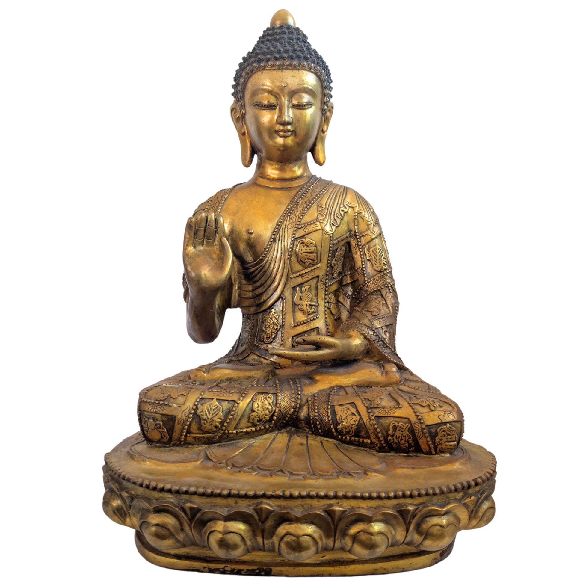 Tibetan Buddha Vitarka Mudra Fire Gilt Bronze 44cm