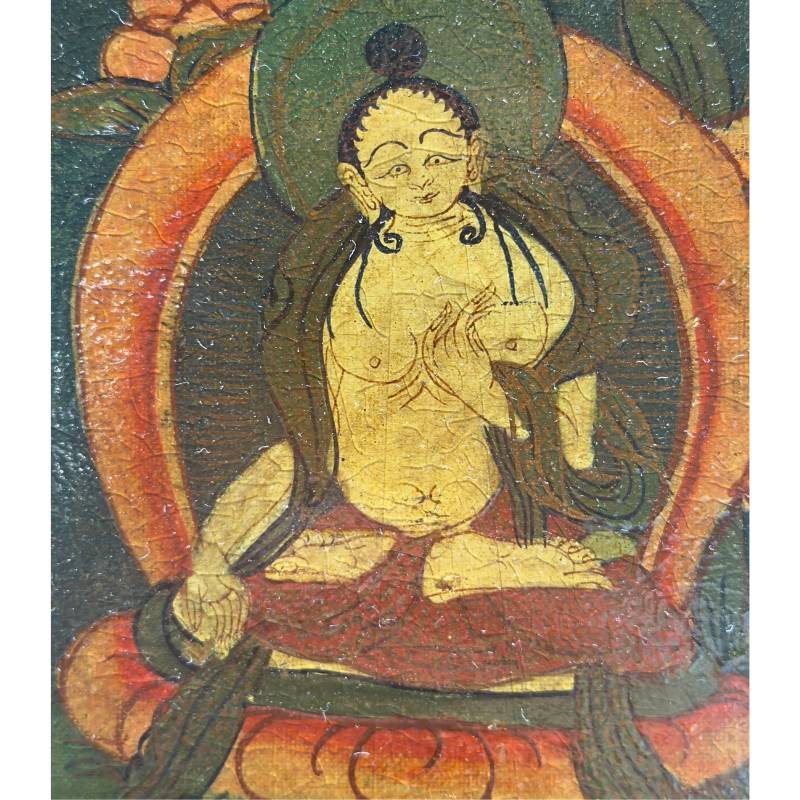 Tibetan art painting with Buddha composition in mandala style