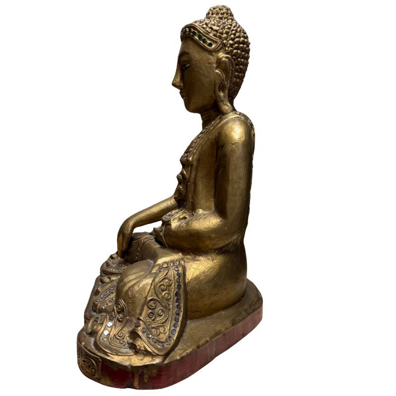 Traditional Burmese temple statue, gilded wood, 35cm
