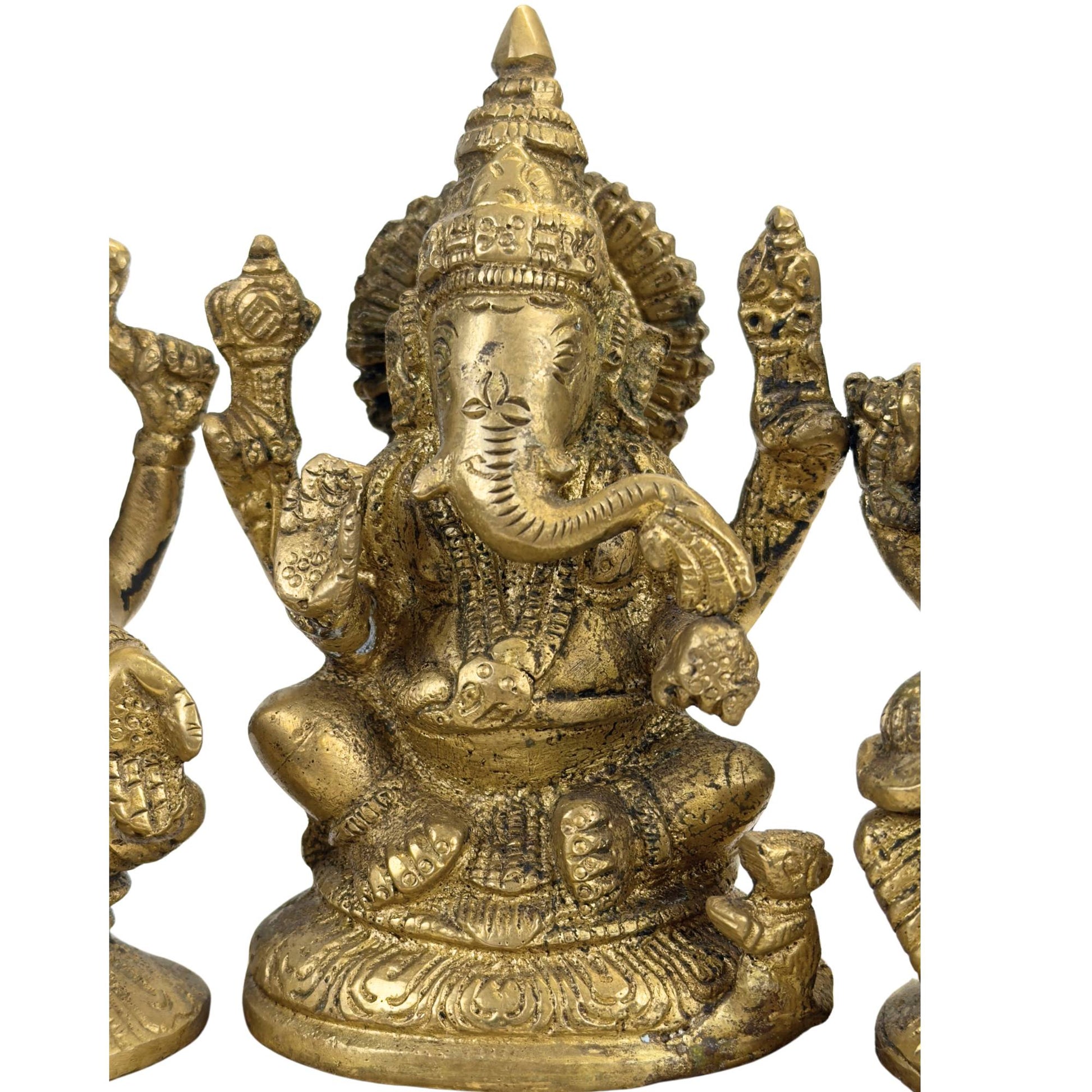 Traditional representation of Hindu gods on a communal pedestal