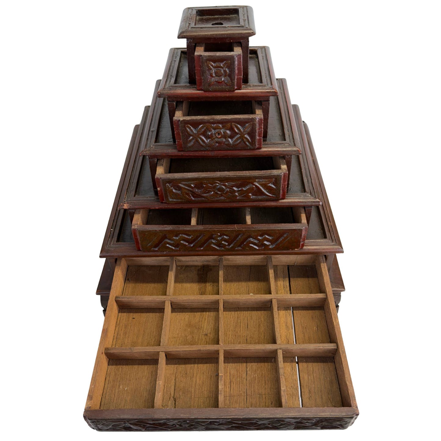 Traditional wooden Kusuri Tansu cabinet with multiple storage compartments
