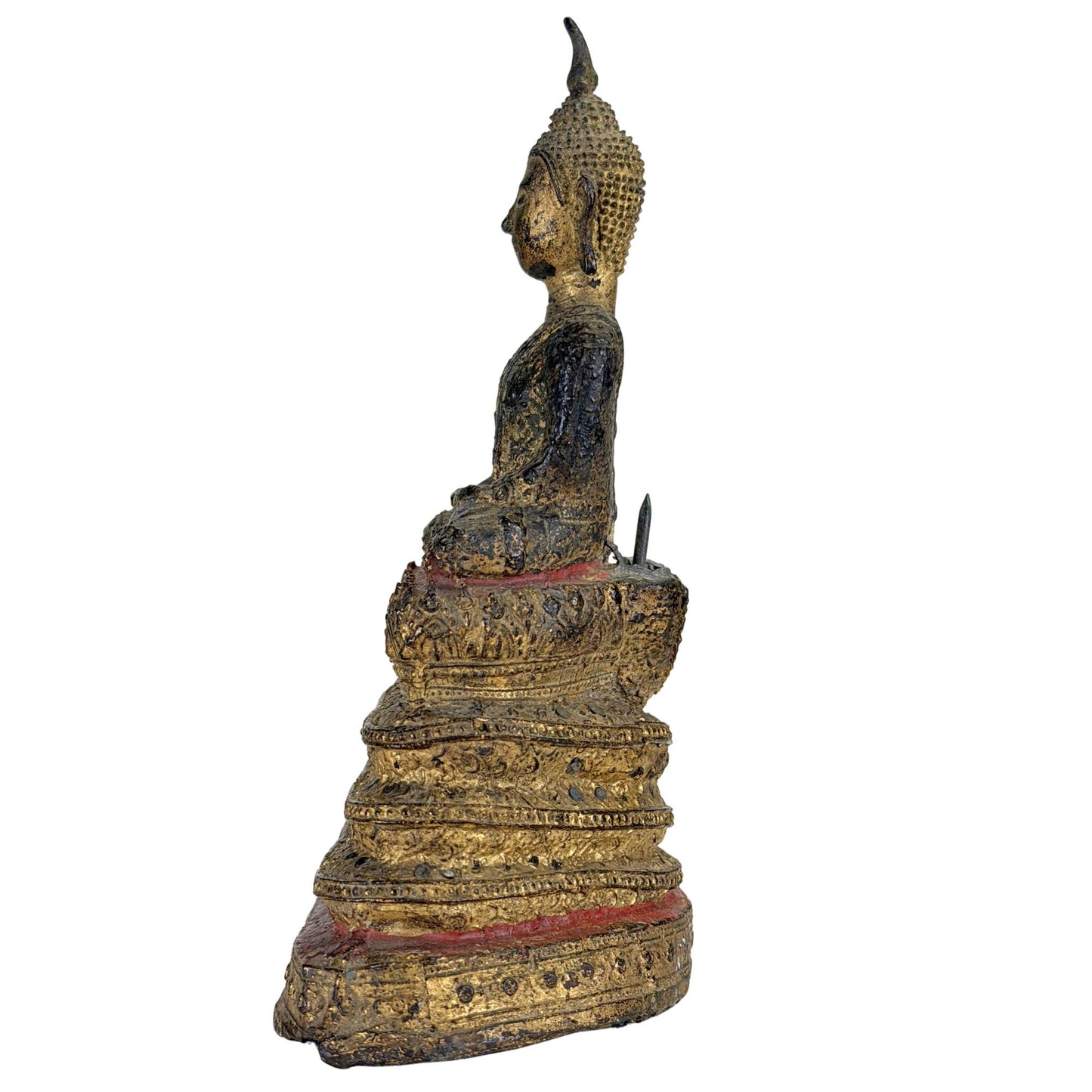 Traditional Thai Buddhist art with gilded Naga protection