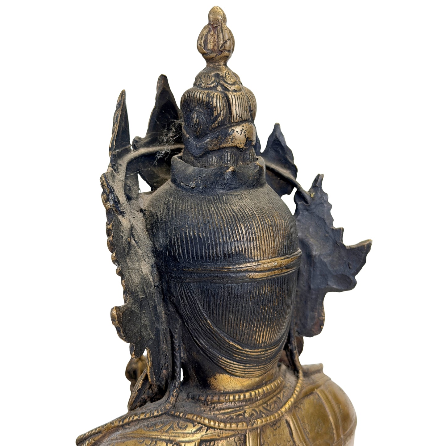 Face arrière de la tête et la couronne richement décorée du Vajrasattva tibétain