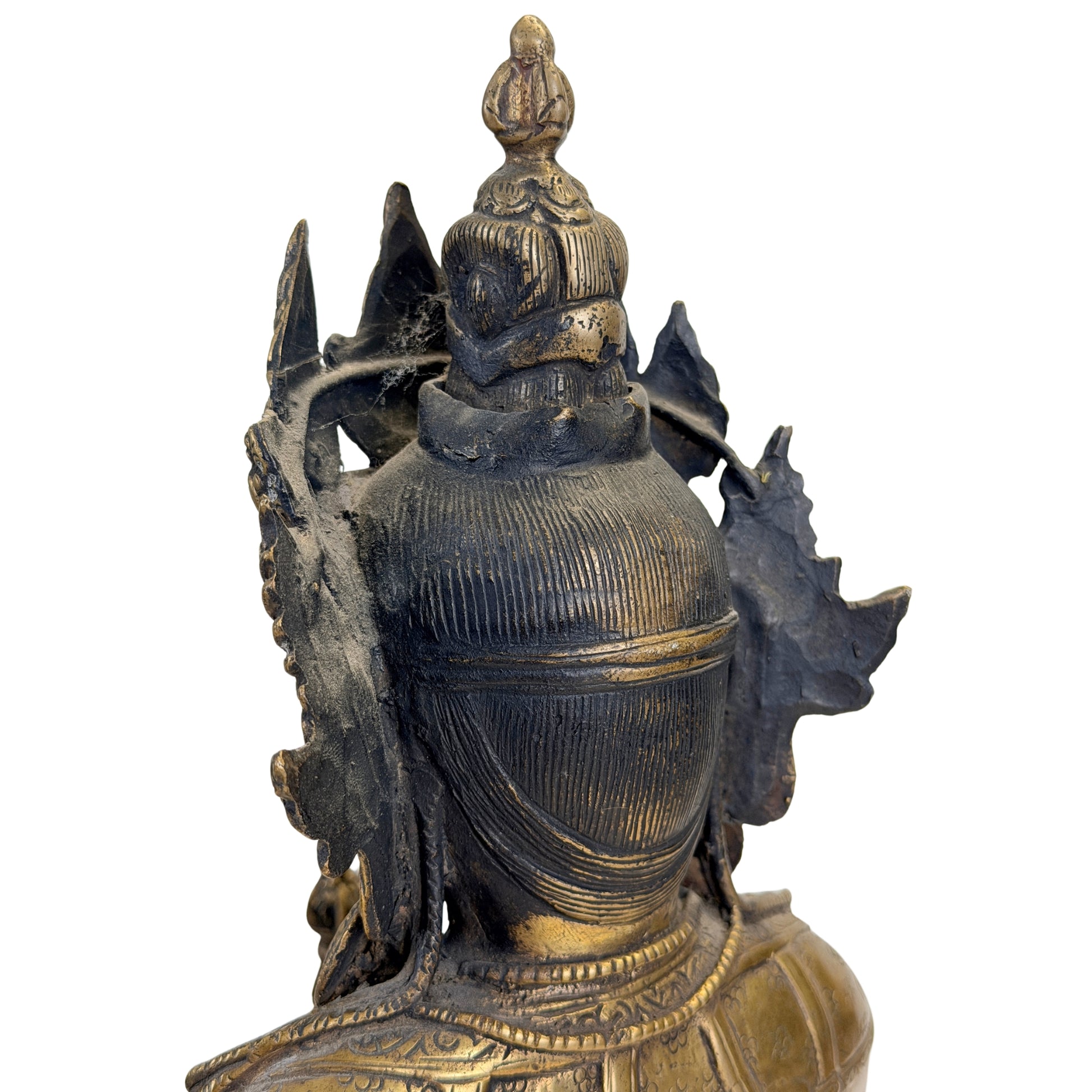 Face arrière de la tête et la couronne richement décorée du Vajrasattva tibétain