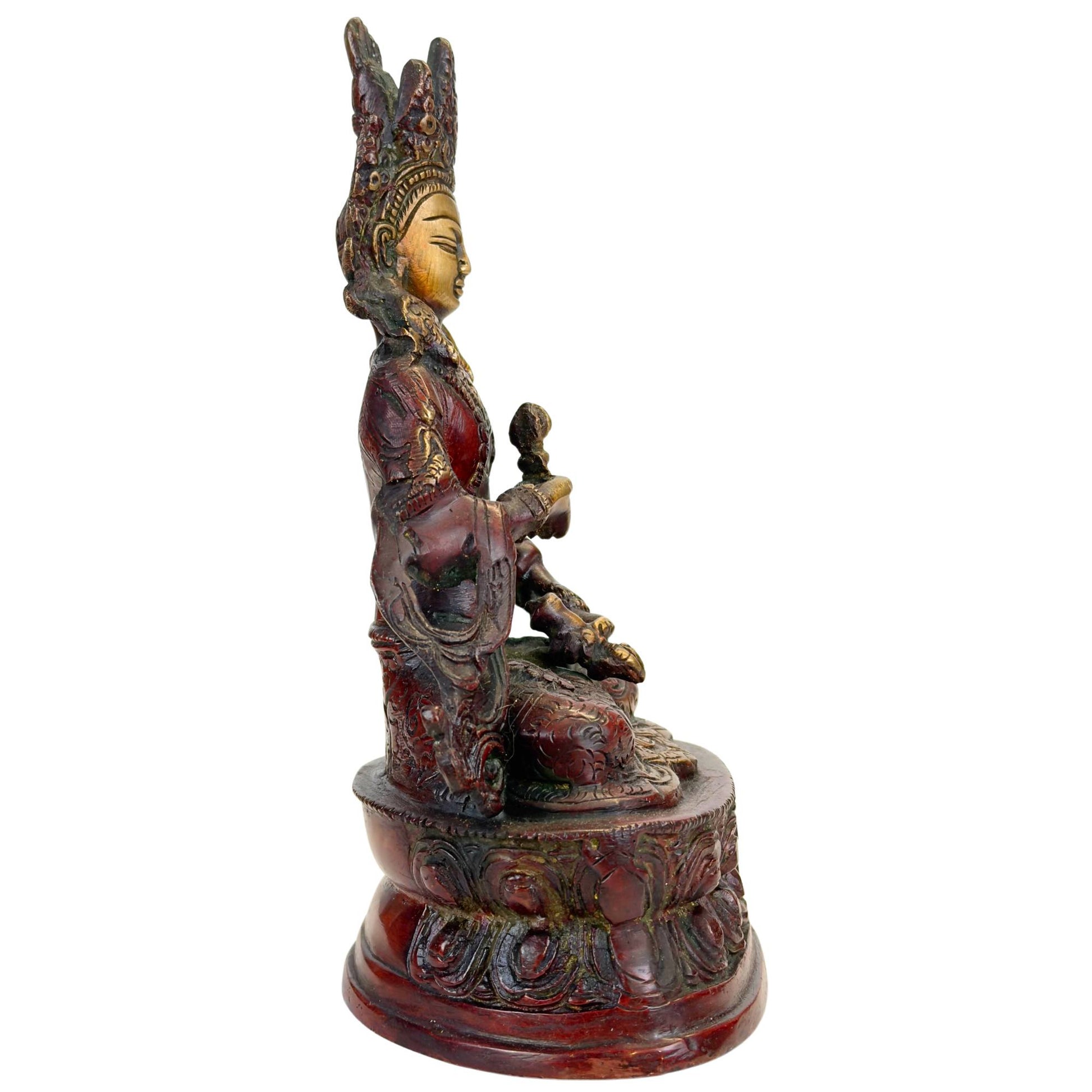 Frontal Vajrasattva Dorje Sempa bronze statue with vajra, ghanta, and two-tone patina