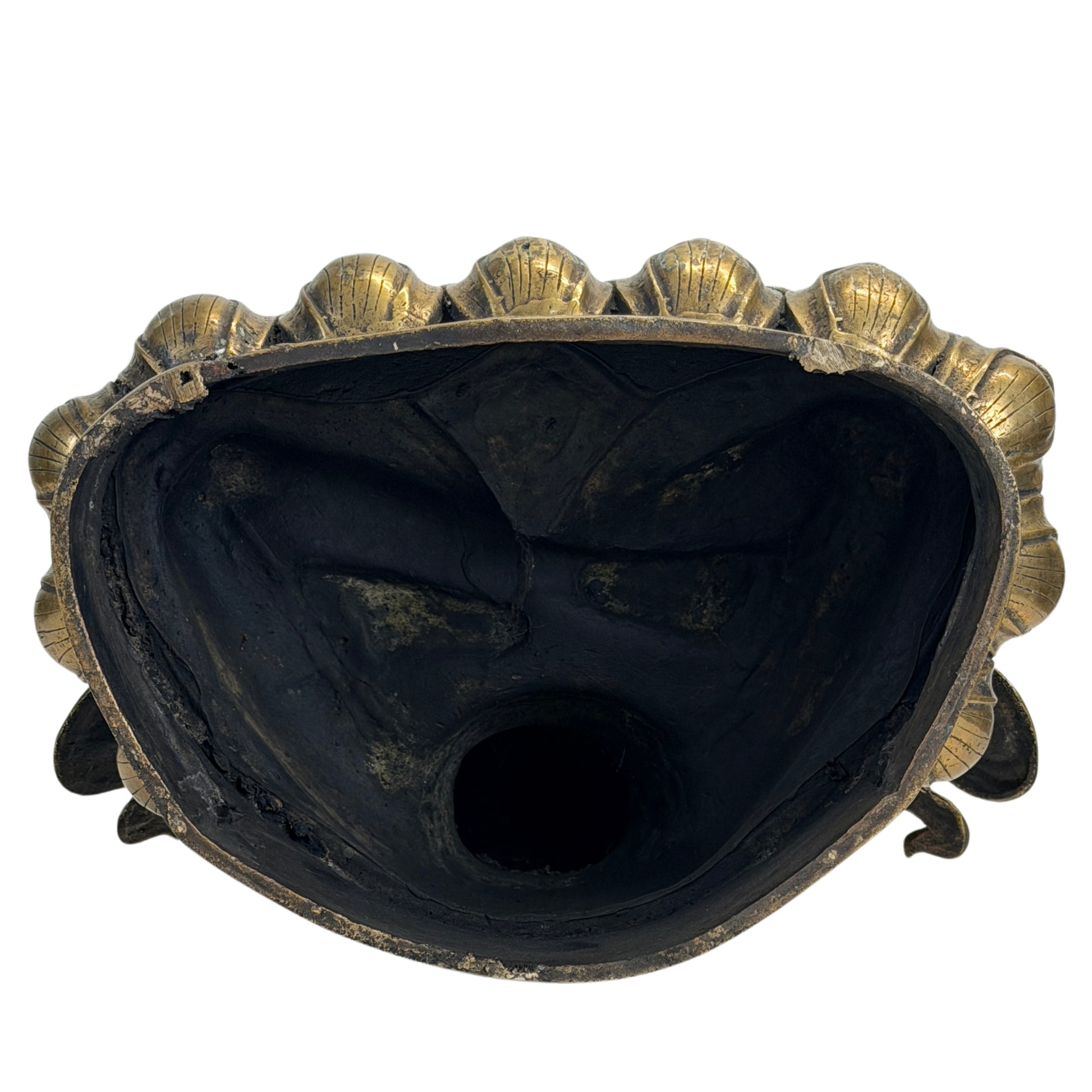 Base du trône de lotus du Vajrasattva tibétain antique, avec construction historique et traces d'ancienneté