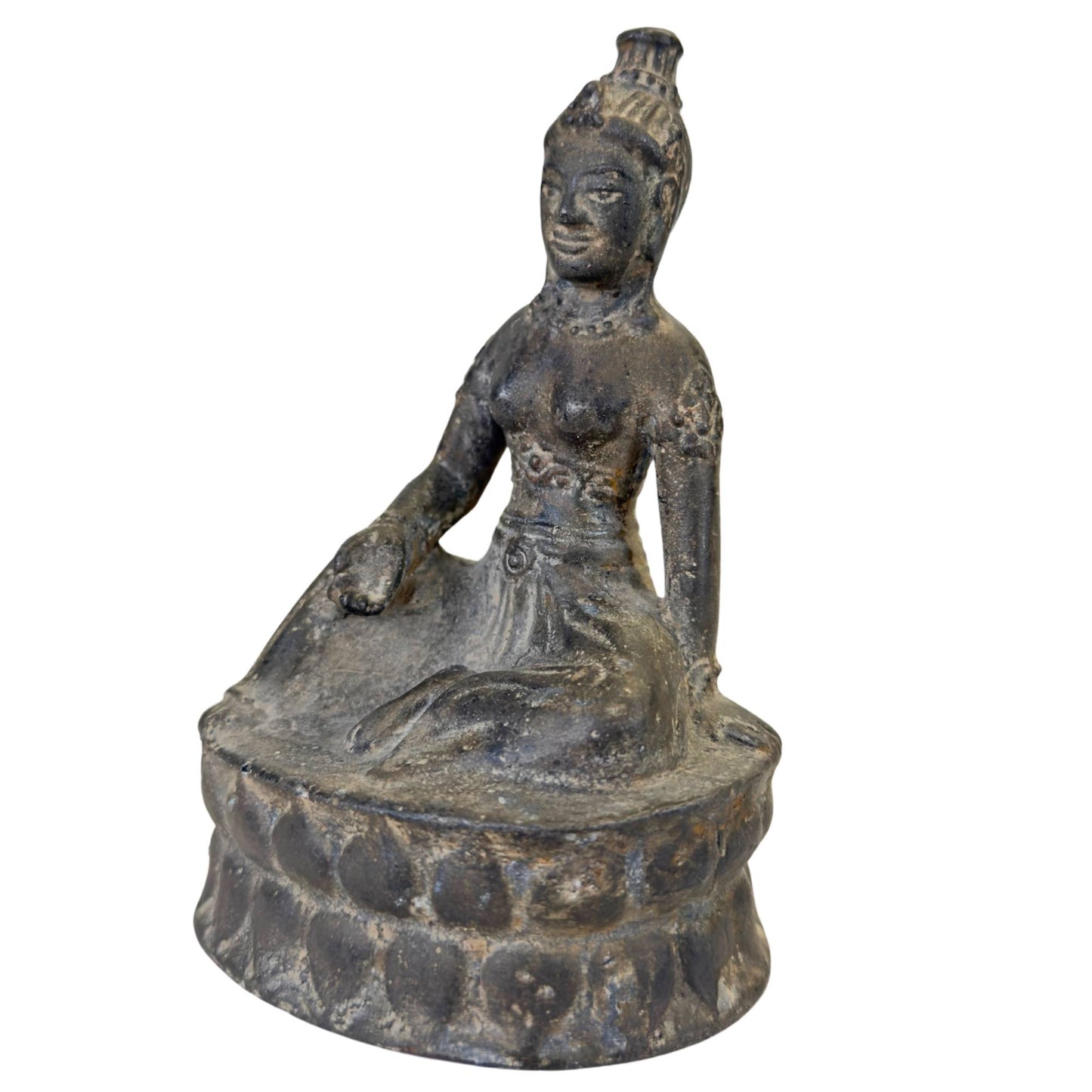 profile female Buddhist goddess antique bronze statue