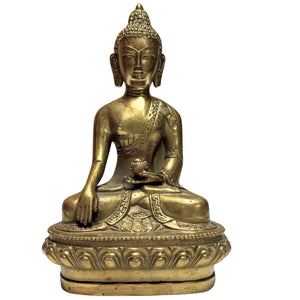 Statue de Bouddha en bronze doré – Bhumisparsha Mudra – Symbole d'ancrage, de pouvoir et d'éveil