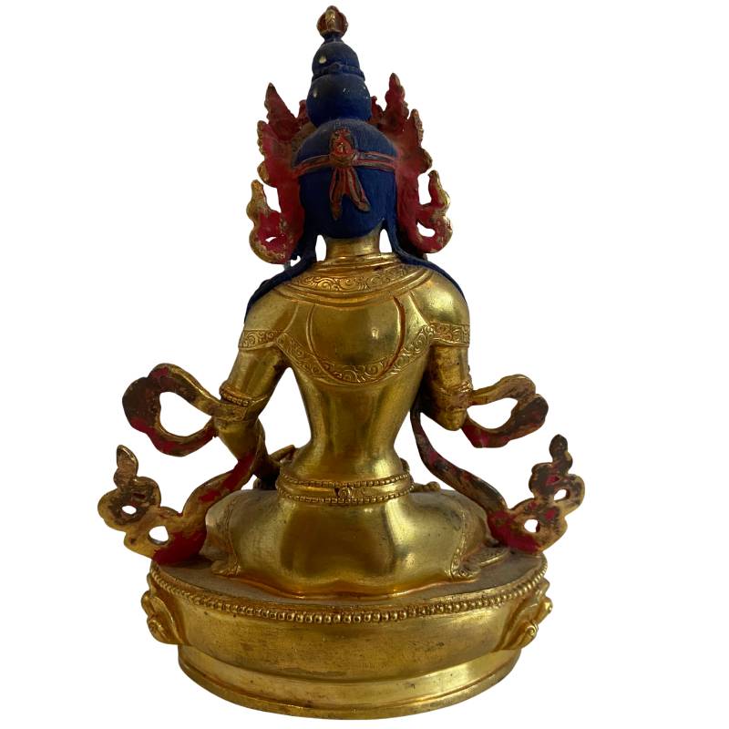 Gilded bronze Tara statue from Nepal with polychrome details