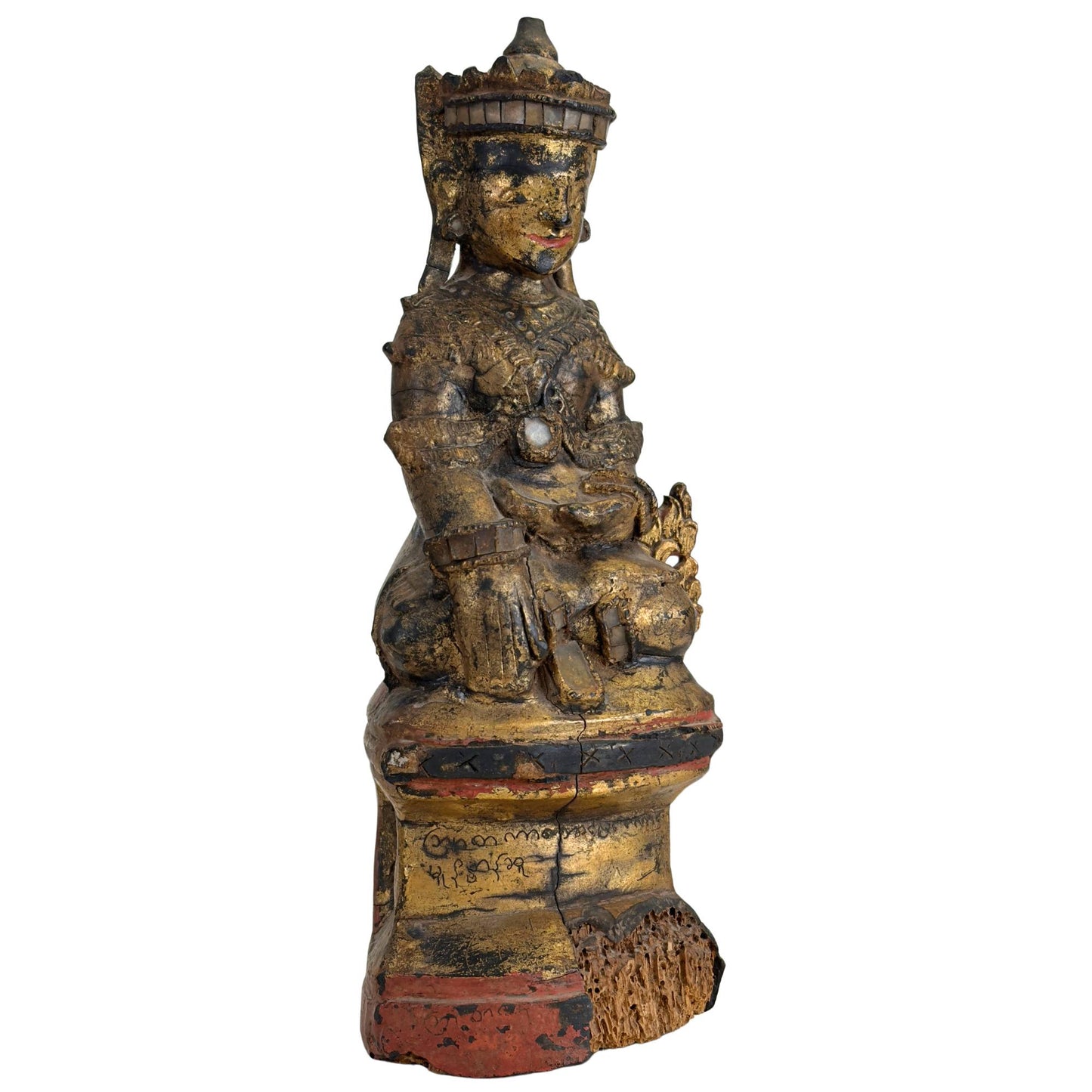 Gilded wooden Nat-spirit statue from Myanmar