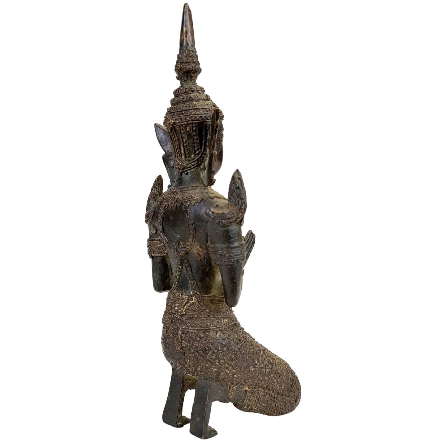 vintage bronze statue temple guardian Thailand patina