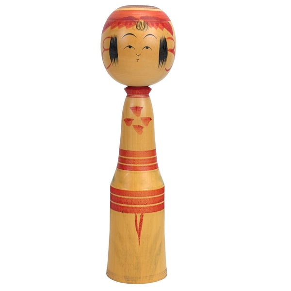 Signed Japanese Dento Kokeshi Doll – Togatta Style by Katsu (25.5 cm)