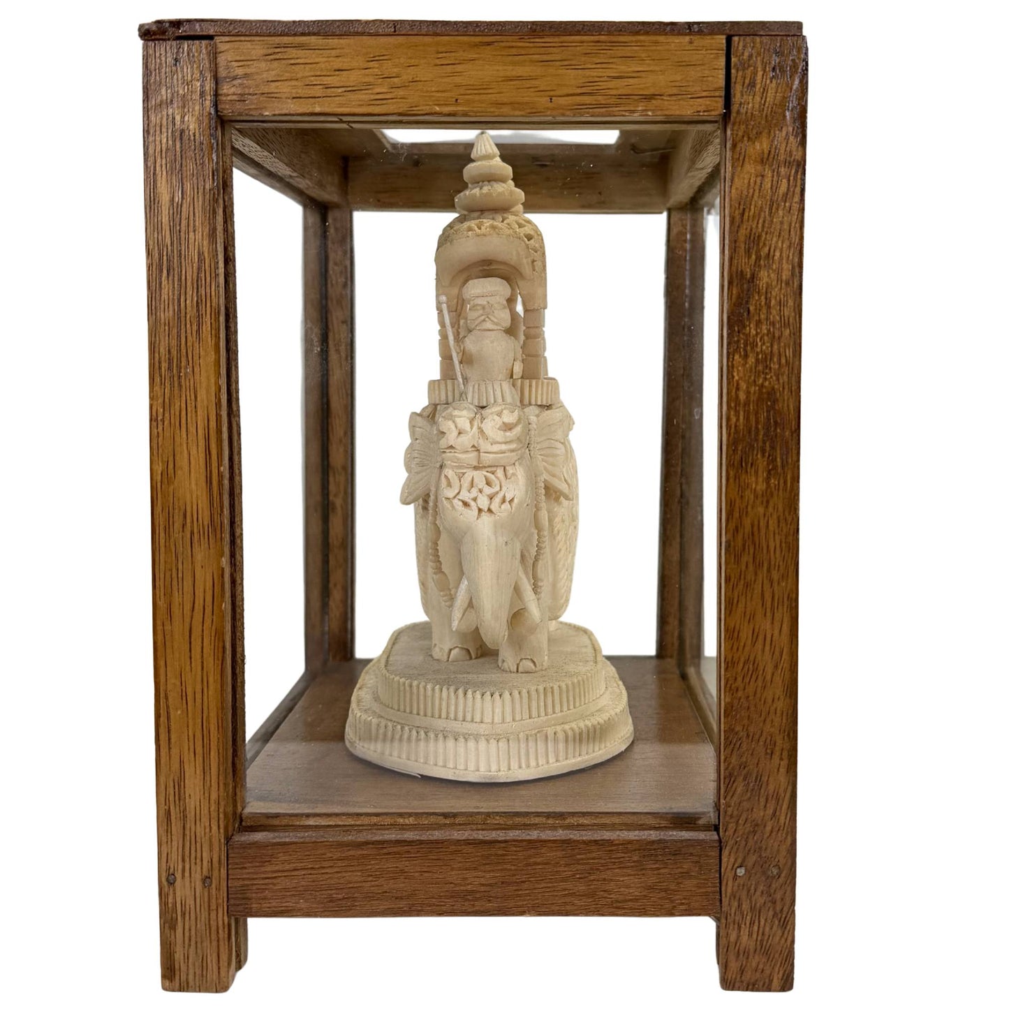 vintage Indian art elephant statue plant core carving