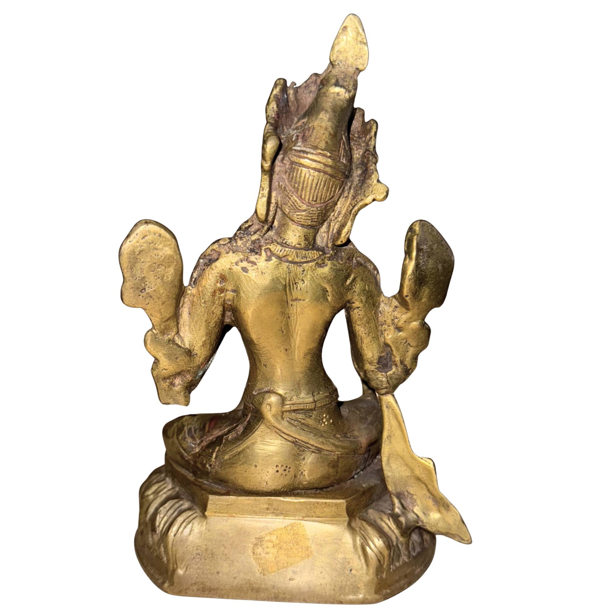 Vintage Nepalese Tara statue, gilded, 17cm