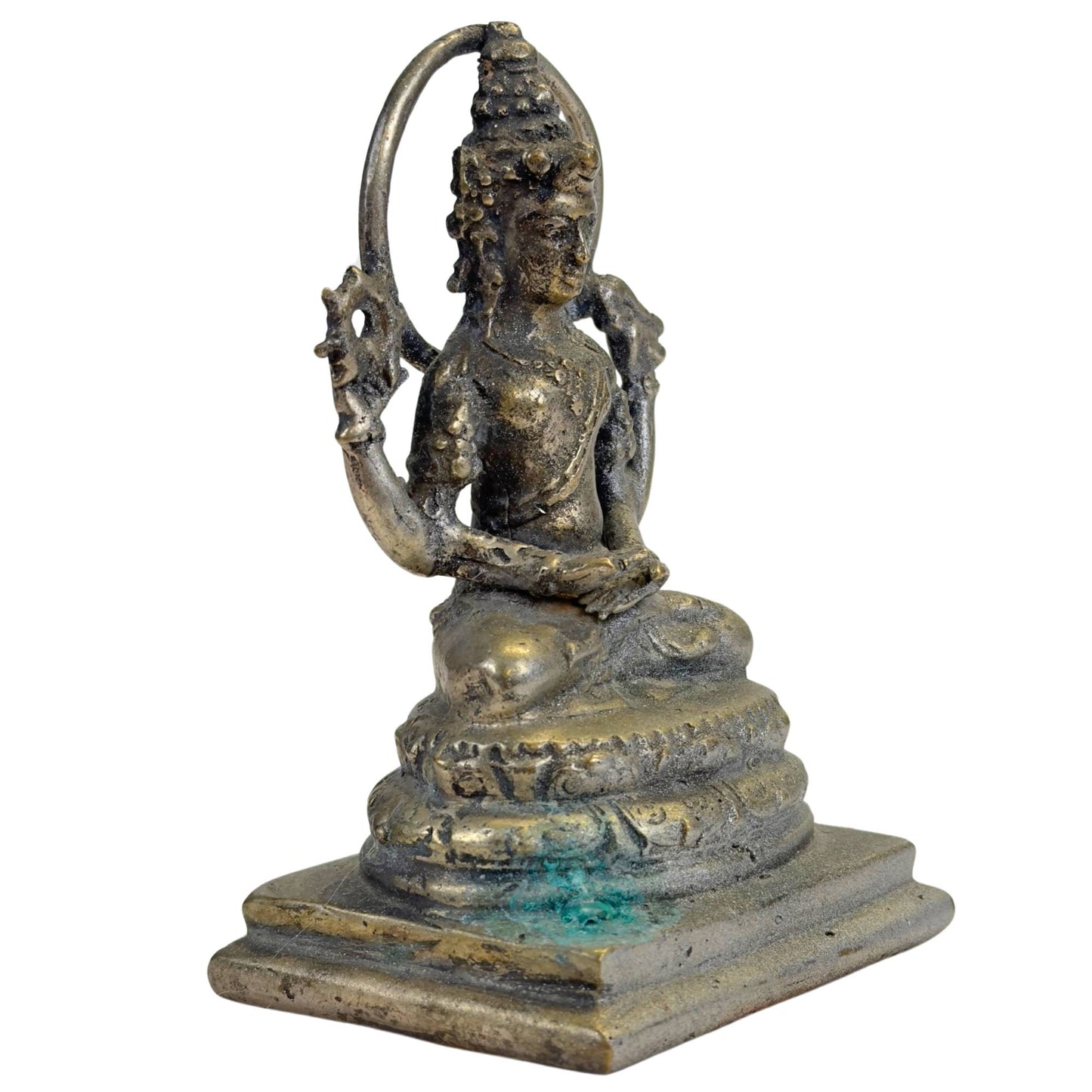 Vishnu statue from Indonesia with chakra and sacred conch shell as symbols of protection and cosmic order