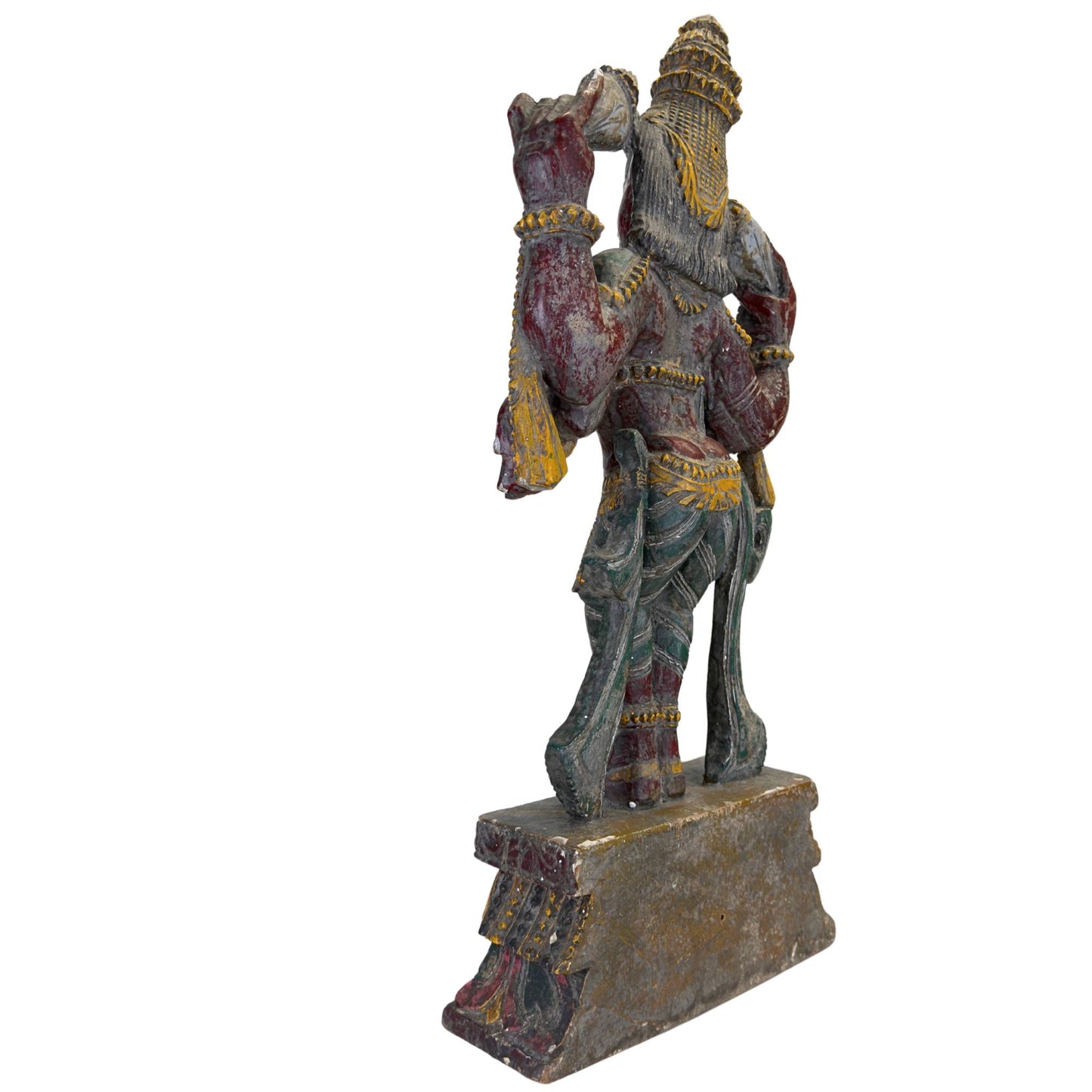 Polychrome wooden Vishnu statue from South India