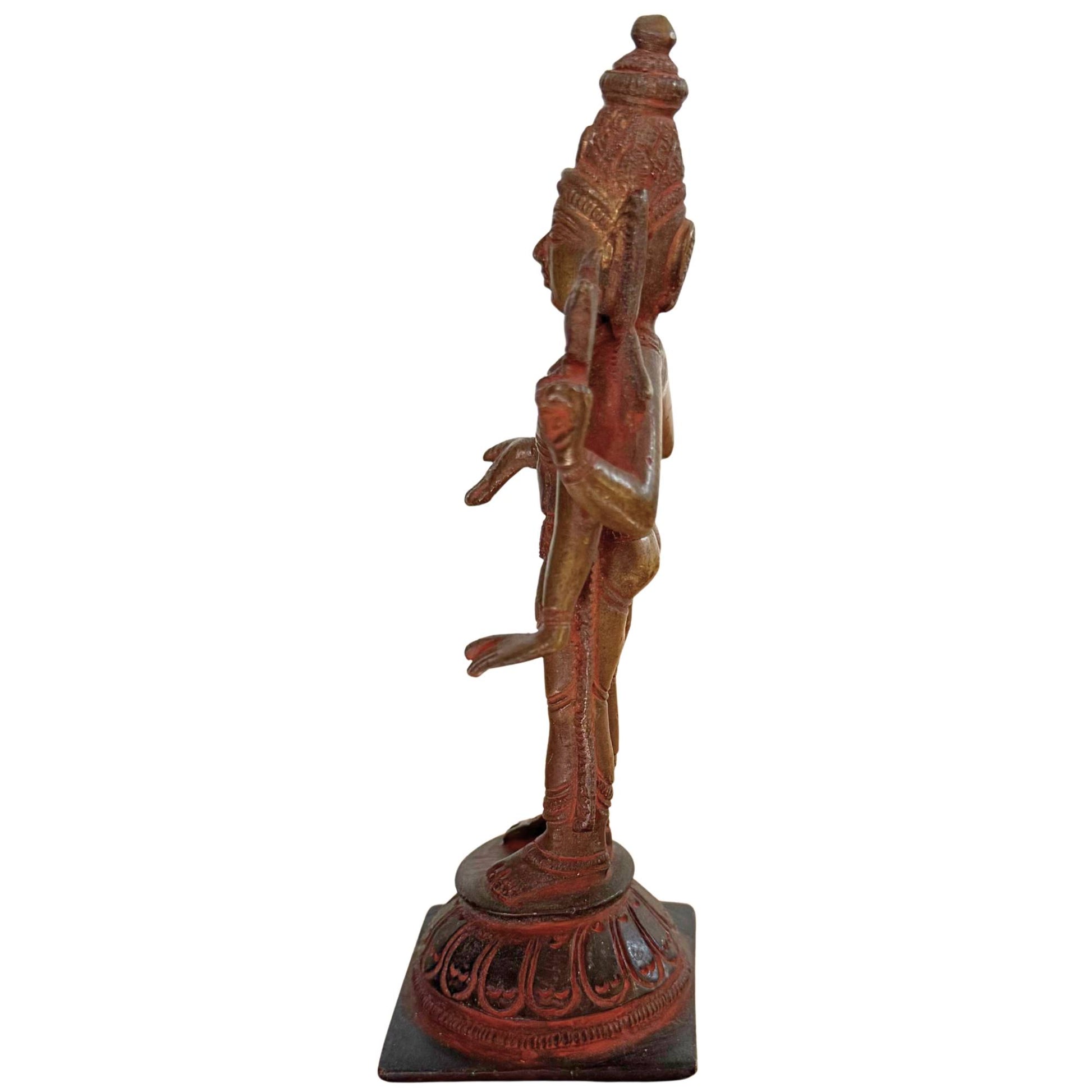 Antique bronze Vishnu statue in the classic Chola style tradition from South India