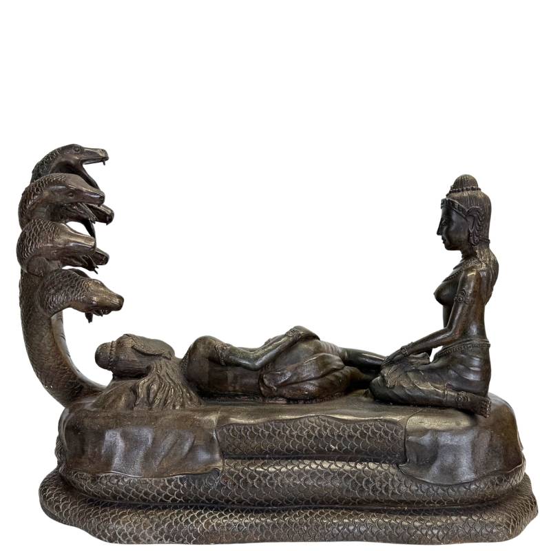 Resting Vishnu on the seven-headed serpent Ananta brass