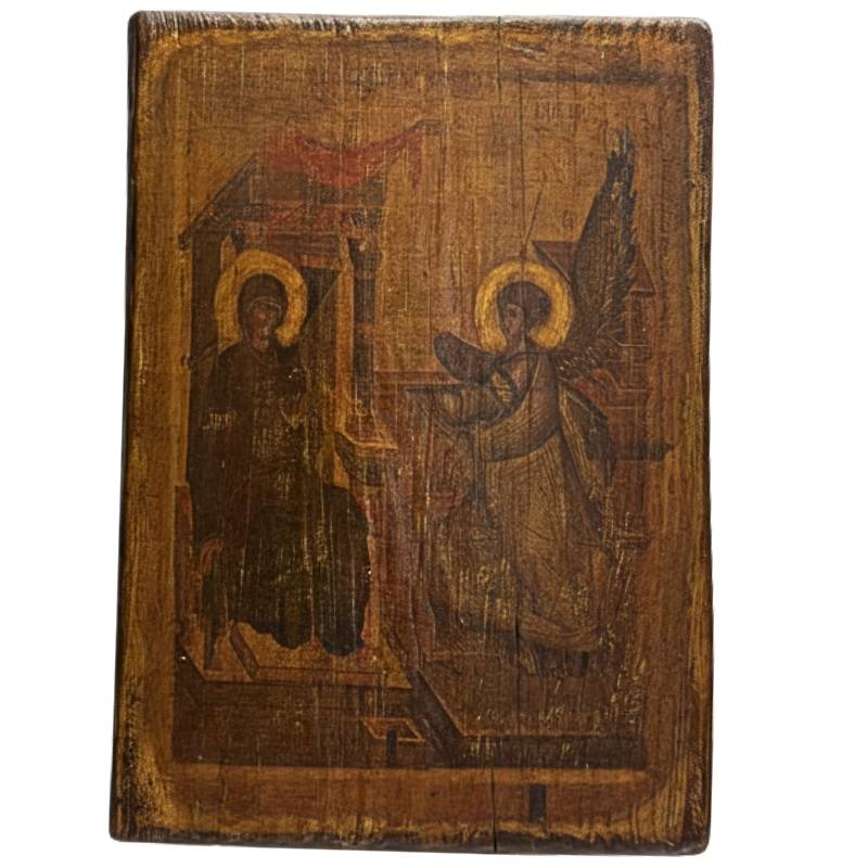 Russian Orthodox icon Annunciation to the Mother of God hand-painted 19th century