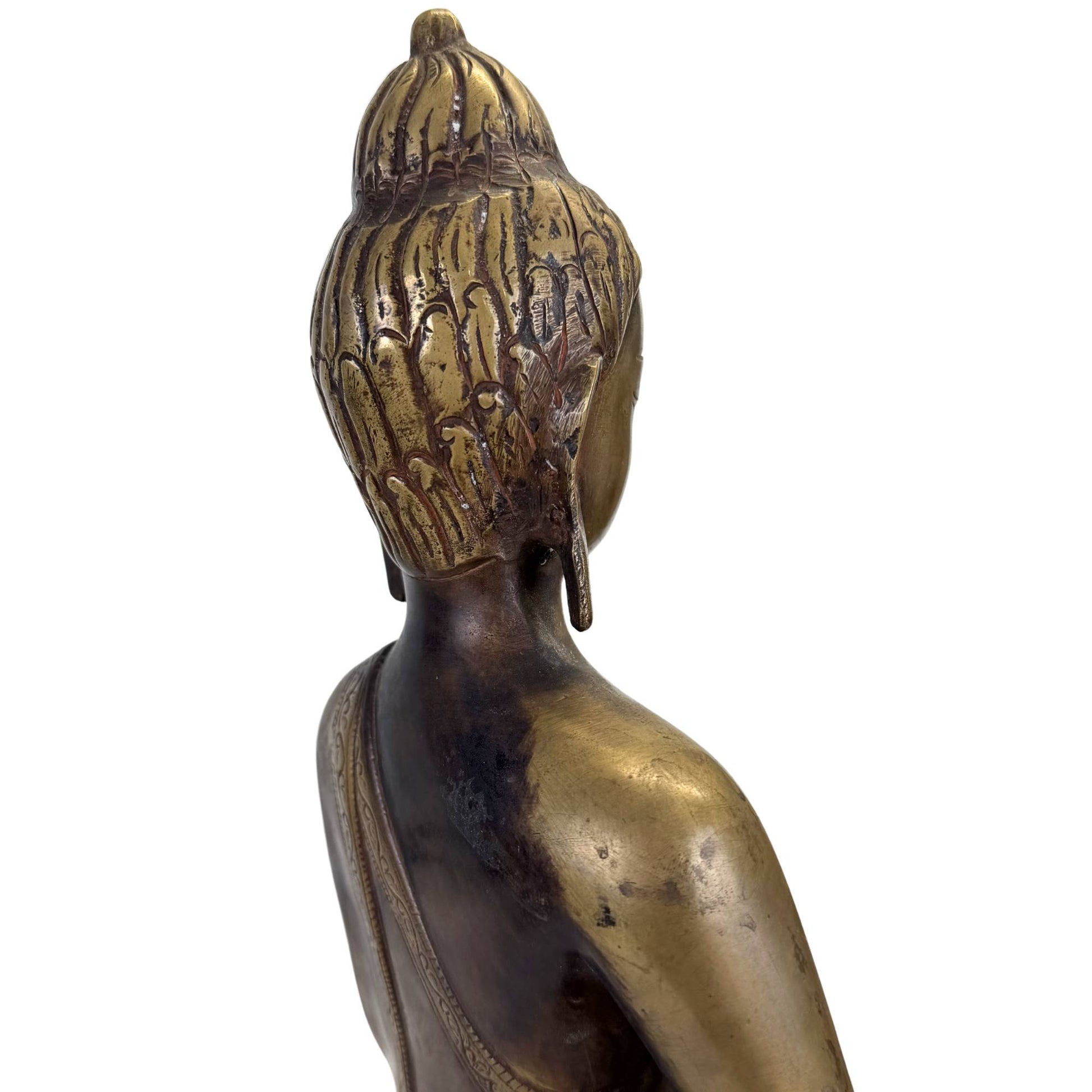 Early Tibetan bronze Buddha statue with natural old patina and spiritual aura