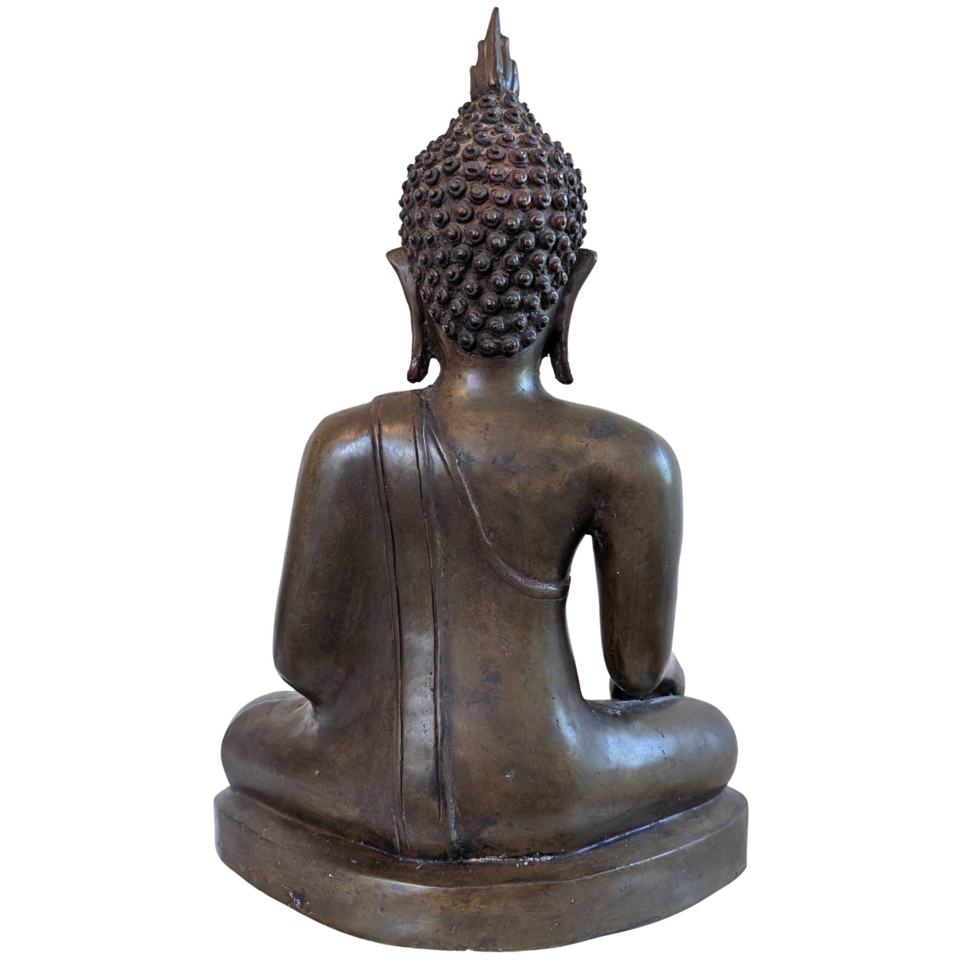 Fire-gilded bronze Buddha statue from Laos in the ground-touching mudra